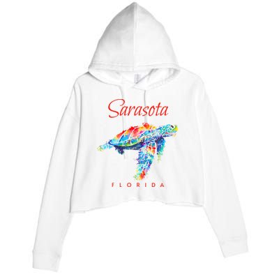 Sarasota Florida Watercolor Sea Turtle Crop Fleece Hoodie