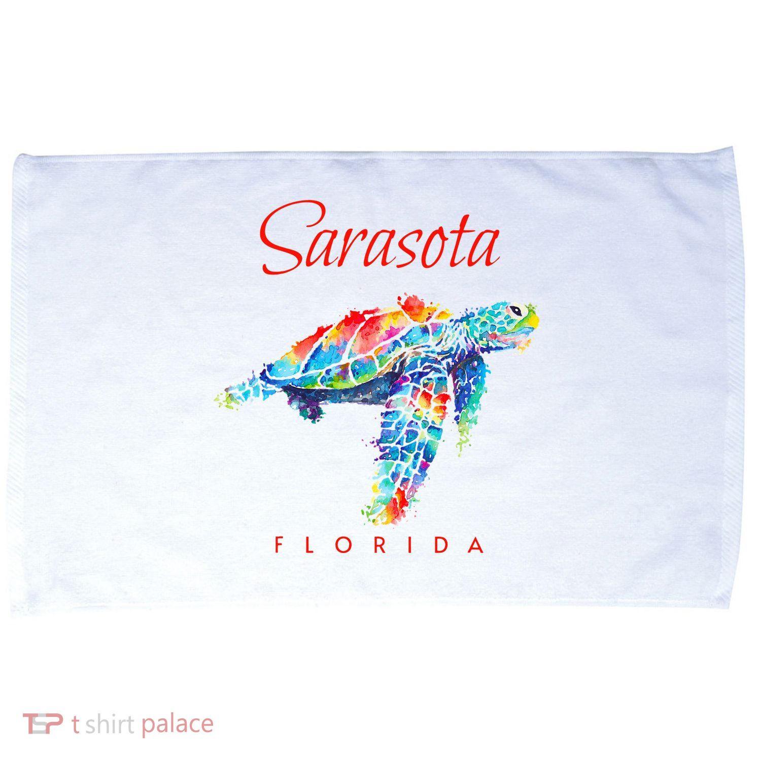 Sarasota Florida Watercolor Sea Turtle Microfiber Hand Towel