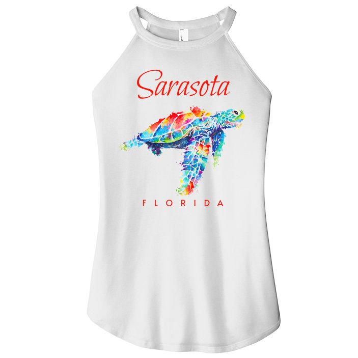 Sarasota Florida Watercolor Sea Turtle Women's Perfect Tri Rocker Tank