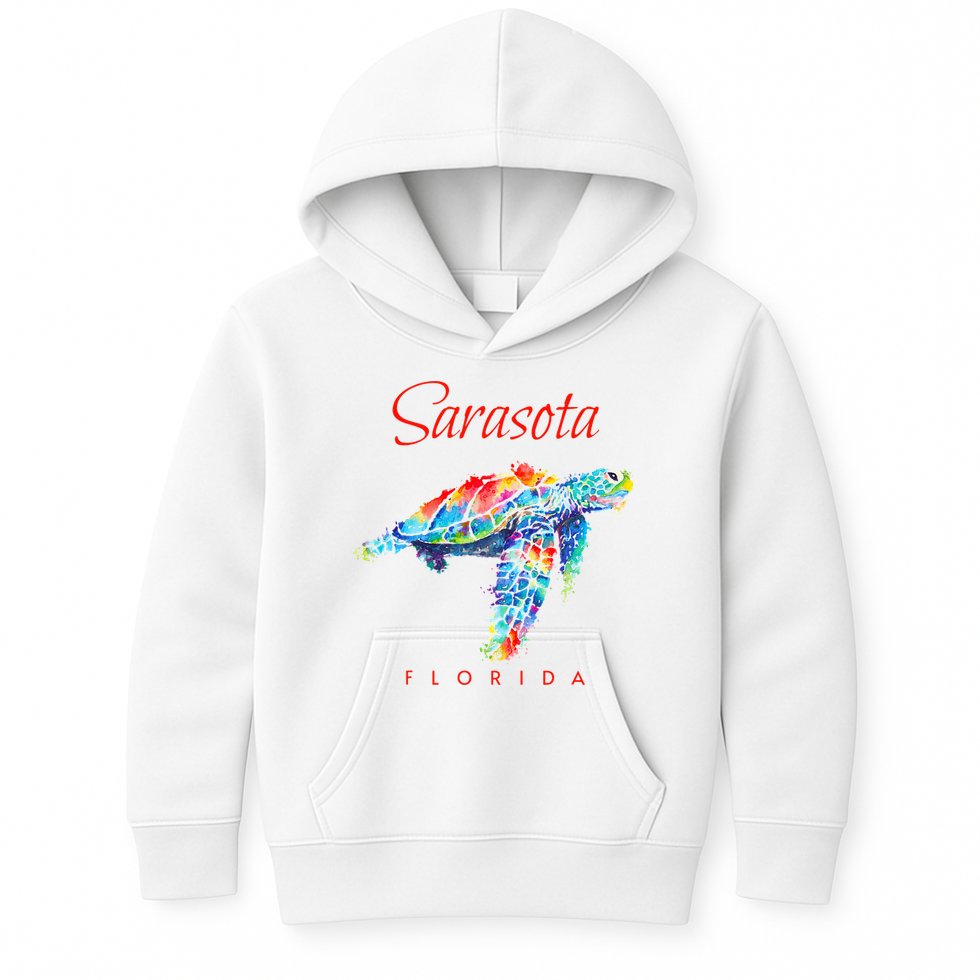 Sarasota Florida Watercolor Sea Turtle Kids Hoodie