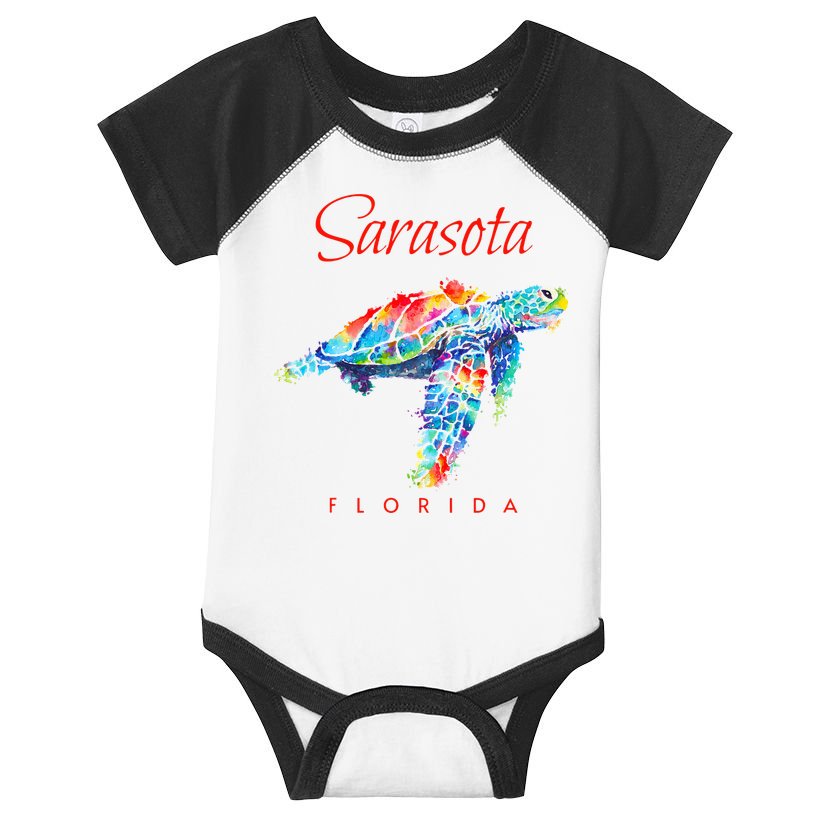 Sarasota Florida Watercolor Sea Turtle Infant Baby Jersey Bodysuit