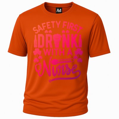 Safety First With A Nurse Gift St Patrick Day Gift Cooling Performance Crew T-Shirt