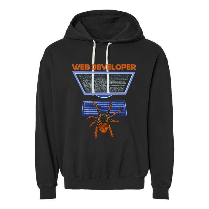 Spider Funny Web Software Developer Garment-Dyed Fleece Hoodie