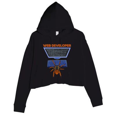 Spider Funny Web Software Developer Crop Fleece Hoodie