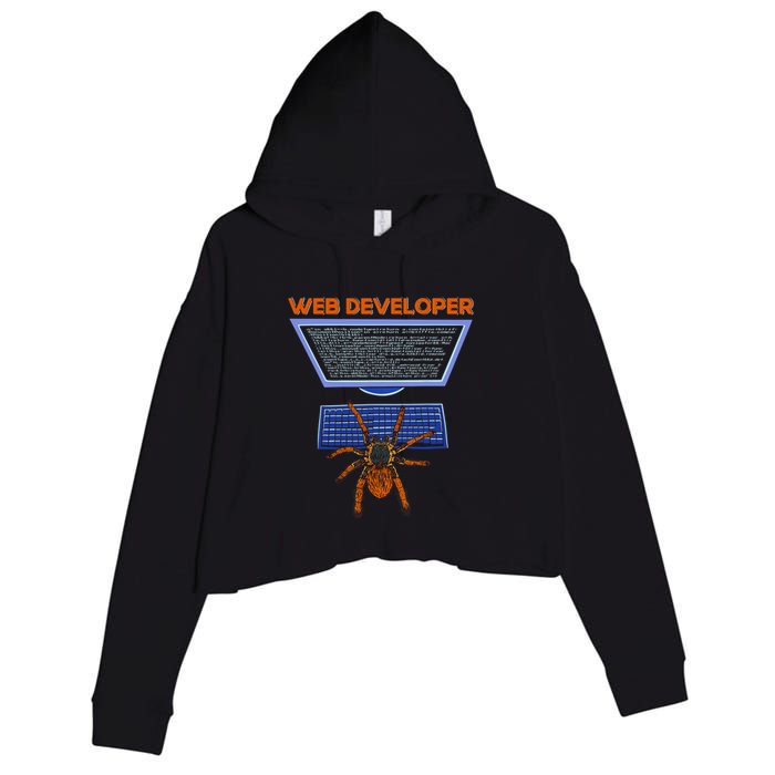 Spider Funny Web Software Developer Crop Fleece Hoodie