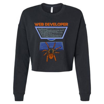 Spider Funny Web Software Developer Cropped Pullover Crew