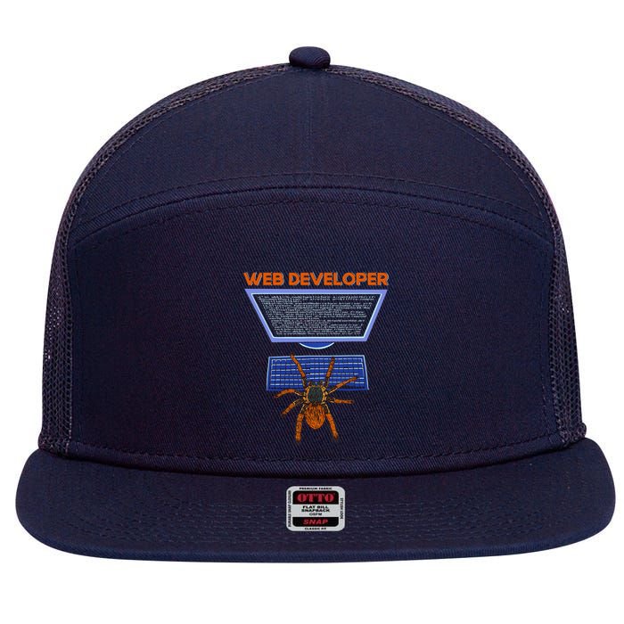 Spider Funny Web Software Developer 7 Panel Mesh Trucker Snapback Hat