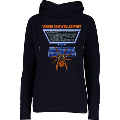 Spider Funny Web Software Developer Womens Funnel Neck Pullover Hood