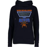 Spider Funny Web Software Developer Womens Funnel Neck Pullover Hood