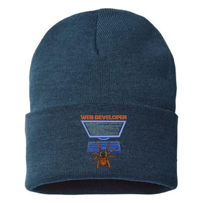 Spider Funny Web Software Developer Sustainable Knit Beanie