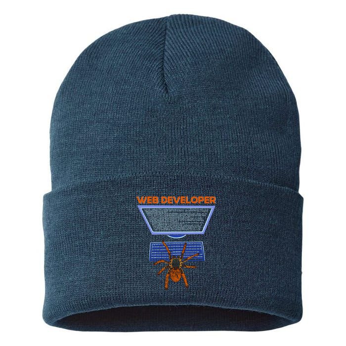 Spider Funny Web Software Developer Sustainable Knit Beanie