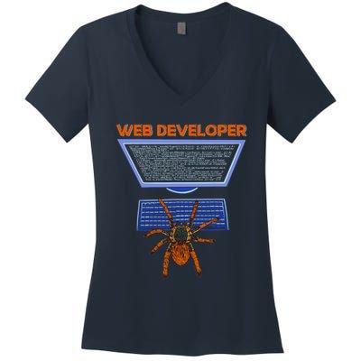 Spider Funny Web Software Developer Women's V-Neck T-Shirt
