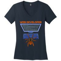 Spider Funny Web Software Developer Women's V-Neck T-Shirt