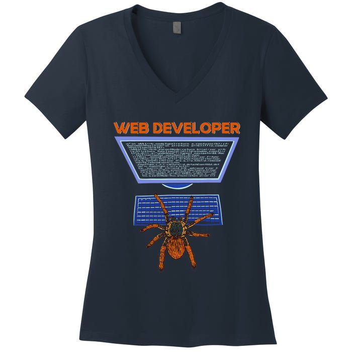 Spider Funny Web Software Developer Women's V-Neck T-Shirt