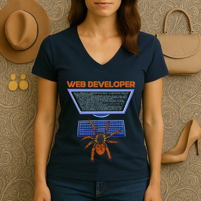 Spider Funny Web Software Developer Women's V-Neck T-Shirt