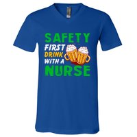 Safety First With A Nurse St Patricks Day Ing Funny Gift V-Neck T-Shirt