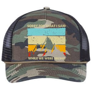 Sorry For What I Said While We Were Hiking Funny Retro Rope Trucker Hat Cap