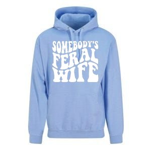 Somebodys Feral Wife Groovy Vibes Saying Hot Momma Unisex Surf Hoodie