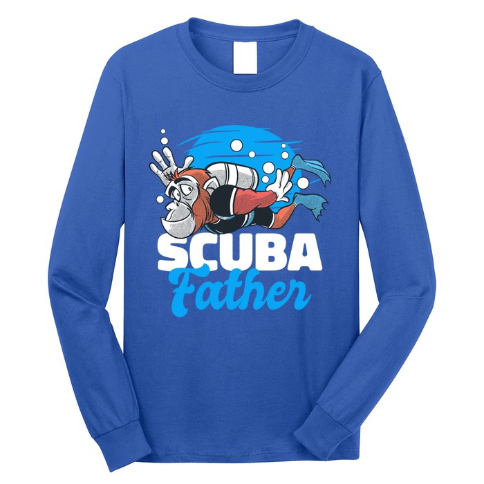 Scuba Father With A Monkey For Father's Day Gift Long Sleeve Shirt