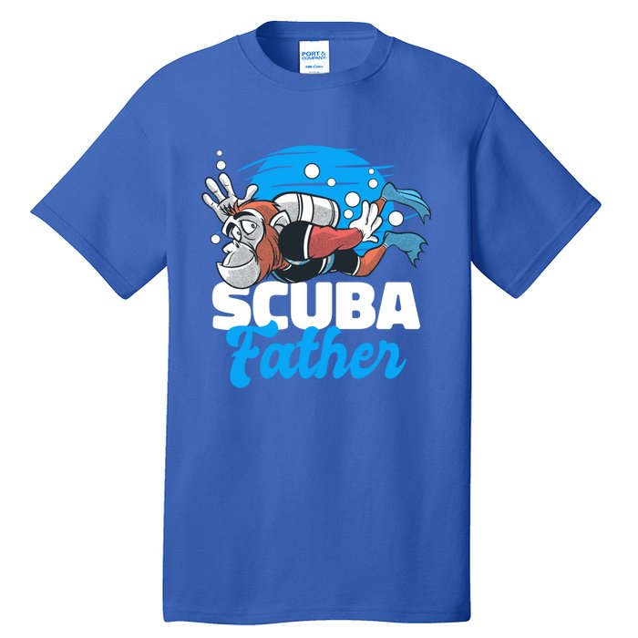 Scuba Father With A Monkey For Father's Day Gift Tall T-Shirt