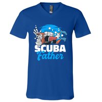 Scuba Father With A Monkey For Father's Day Gift V-Neck T-Shirt