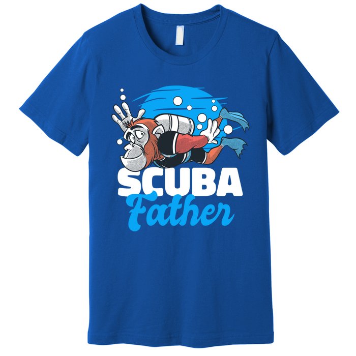 Scuba Father With A Monkey For Father's Day Gift Premium T-Shirt