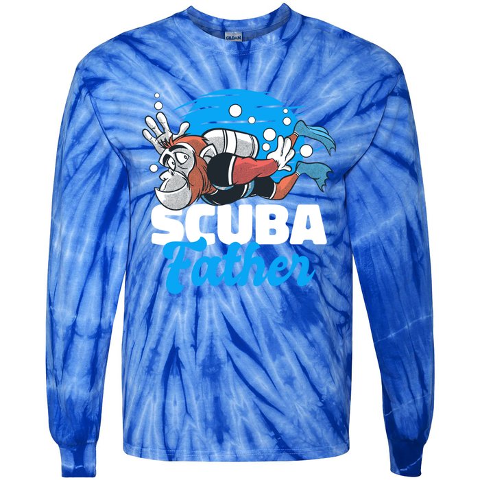 Scuba Father With A Monkey For Father's Day Gift Tie-Dye Long Sleeve Shirt