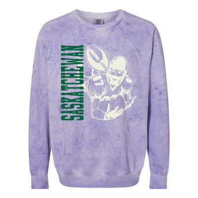 Saskatchewan Football With Player Colorblast Crewneck Sweatshirt