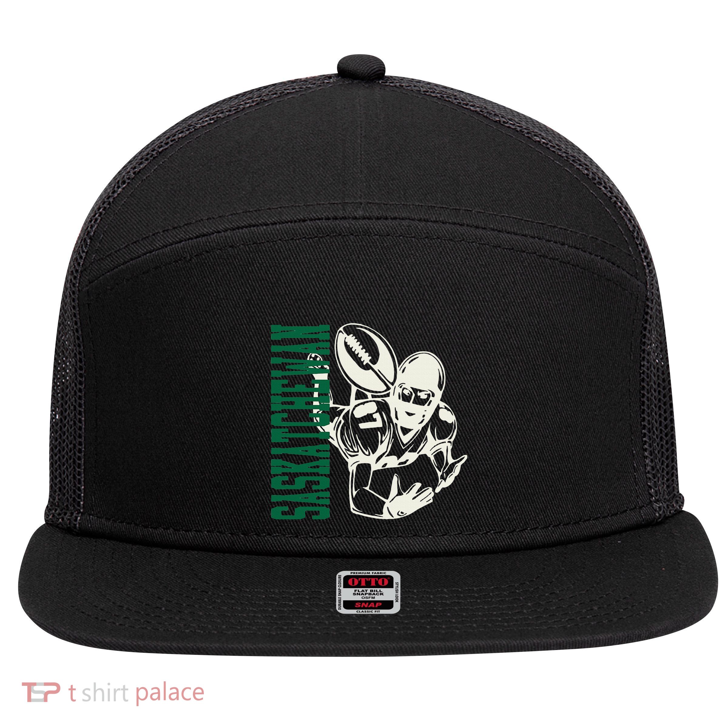 Saskatchewan Football With Player 7 Panel Mesh Trucker Snapback Hat