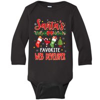 SantaS Favorite Web Developer Santa Hat Xmas Baby Long Sleeve Bodysuit