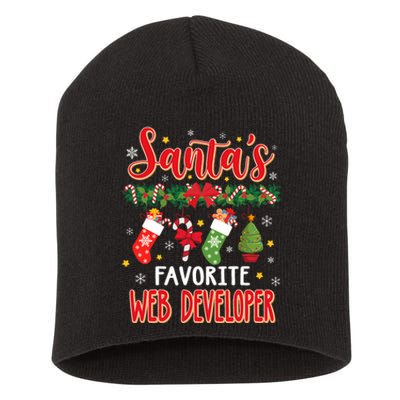 SantaS Favorite Web Developer Santa Hat Xmas Short Acrylic Beanie