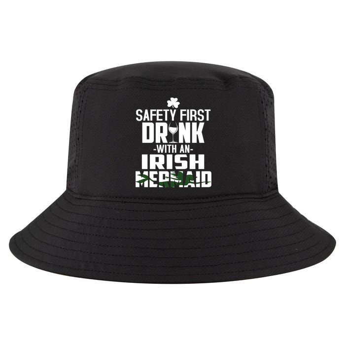 Safety First With An Irish Mermaid Wine Shamrock Gift Cool Comfort Performance Bucket Hat