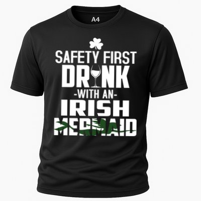 Safety First With An Irish Mermaid Wine Shamrock Gift Performance Shirt
