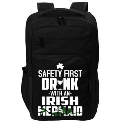 Safety First With An Irish Mermaid Wine Shamrock Gift Impact Tech Backpack