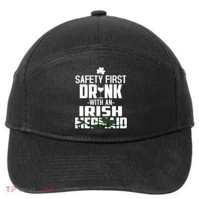 Safety First With An Irish Mermaid Wine Shamrock Gift 7-Panel Snapback Hat
