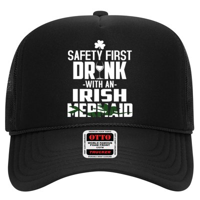 Safety First With An Irish Mermaid Wine Shamrock Gift Trucker Hat