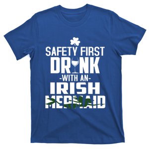 Safety First With An Irish Mermaid Wine Shamrock Gift T-Shirt