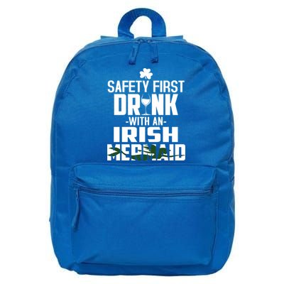 Safety First With An Irish Mermaid Wine Shamrock Gift 16 in Basic Backpack