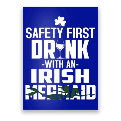 Safety First With An Irish Mermaid Wine Shamrock Gift Poster