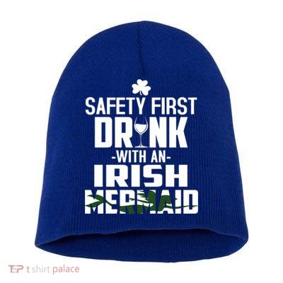 Safety First With An Irish Mermaid Wine Shamrock Gift Short Acrylic Beanie