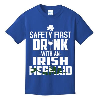 Safety First With An Irish Mermaid Wine Shamrock Gift Kids T-Shirt