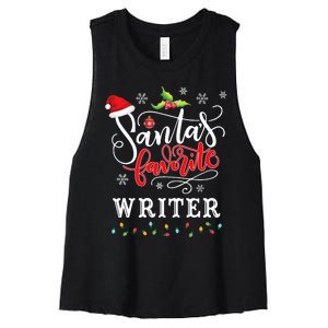 SantaS Favorite Writer Funny Christmas Xmas Hat Women's Racerback Cropped Tank