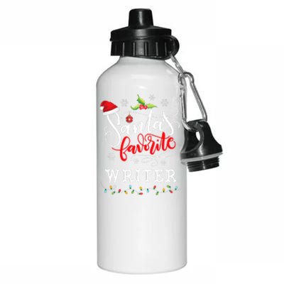 SantaS Favorite Writer Funny Christmas Xmas Hat Aluminum Water Bottle