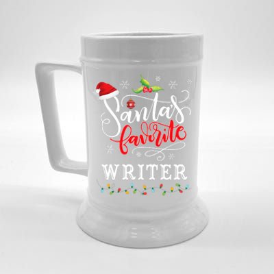 SantaS Favorite Writer Funny Christmas Xmas Hat Beer Stein