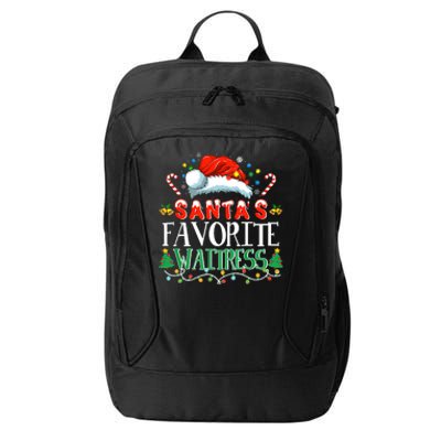 Santas Favorite Waitress Christmas Party Pajama Santa Hat City Backpack