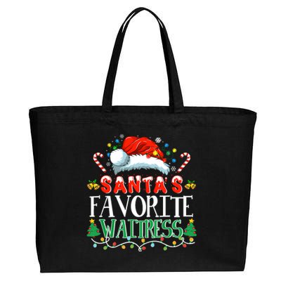 Santas Favorite Waitress Christmas Party Pajama Santa Hat Cotton Canvas Jumbo Tote