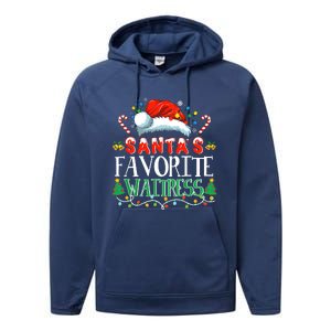 Santas Favorite Waitress Christmas Party Pajama Santa Hat Performance Fleece Hoodie