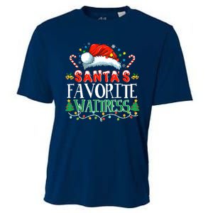 Santas Favorite Waitress Christmas Party Pajama Santa Hat Cooling Performance Crew T-Shirt