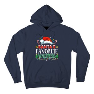 Santas Favorite Waitress Christmas Party Pajama Santa Hat Hoodie