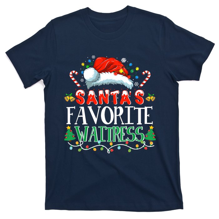 Santas Favorite Waitress Christmas Party Pajama Santa Hat T-Shirt